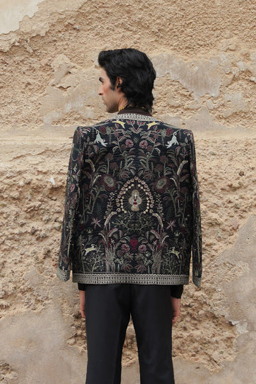 "Mystic Jungle" Hand Embroidered Structured Jacket (Men)